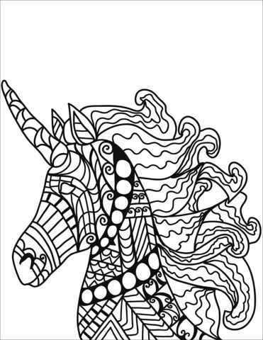 Unicorn Head With Multi Details Coloring Page