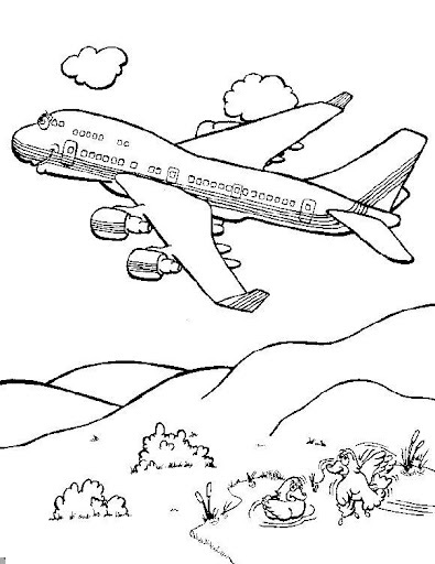 Traving With Air Plane Coloring Page