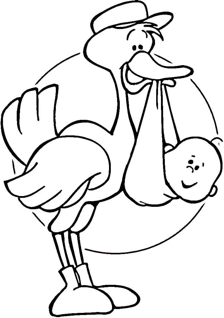 Stork Came With Baby Boy Coloring Page