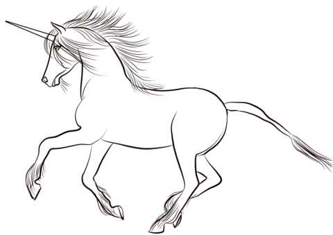 Unicorn Is Running Coloring Page