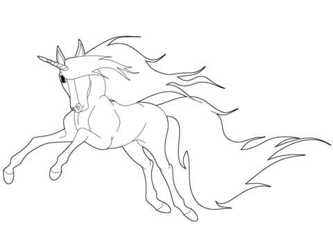 Adult Unicorn Running Coloring Page
