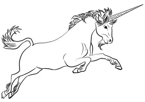 Adult Unicorn Is Flying Coloring Page
