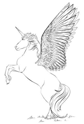 Adult Unicorn Wings Coloring Page