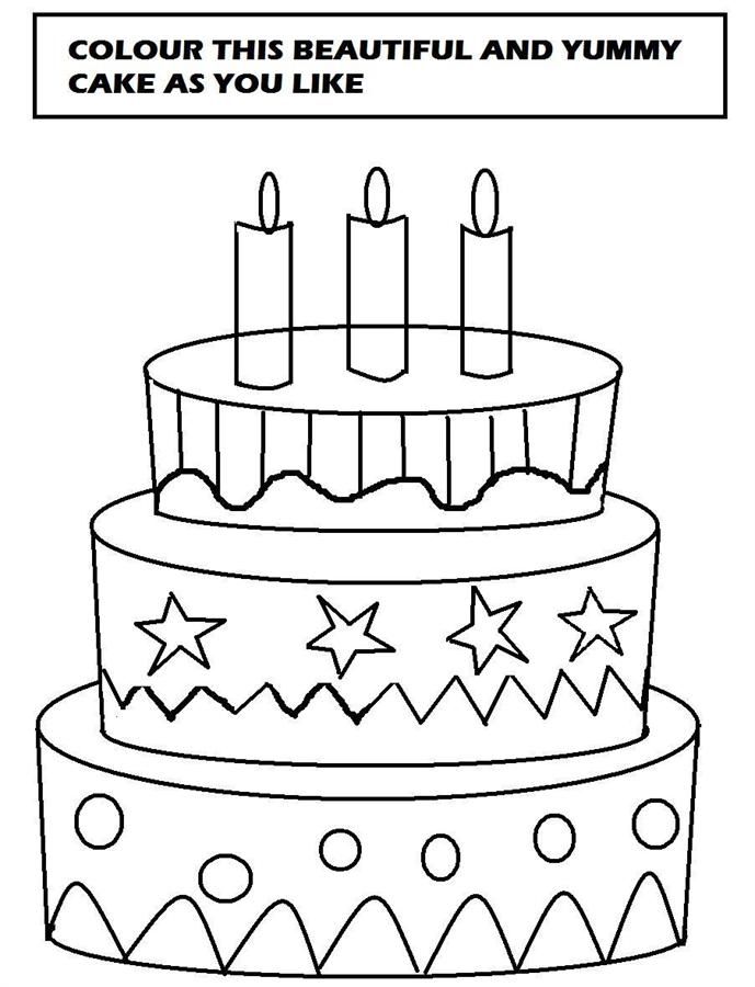 Birthday Cake With Some Candle Coloring Page