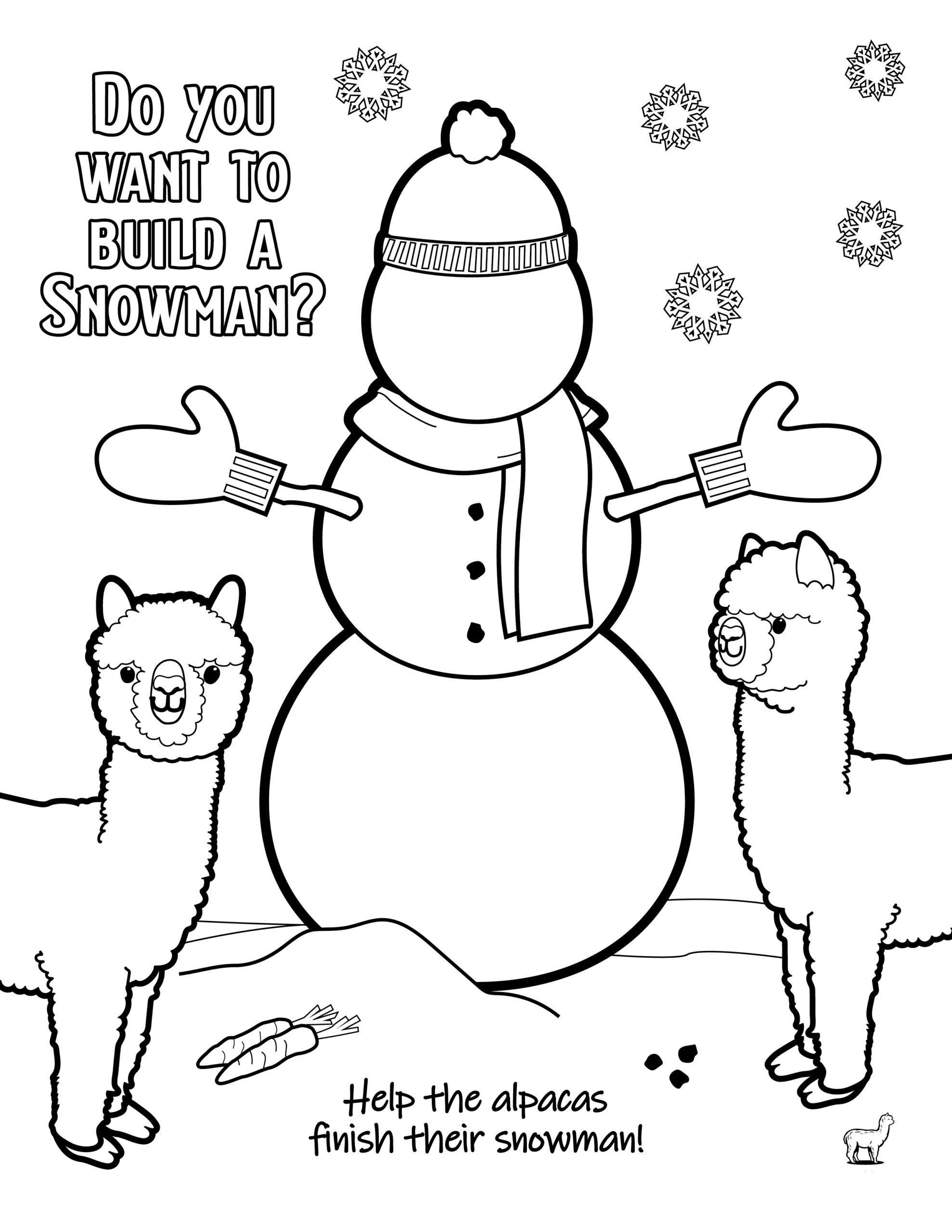 Alpaca Coloring With Olaf Coloring Page