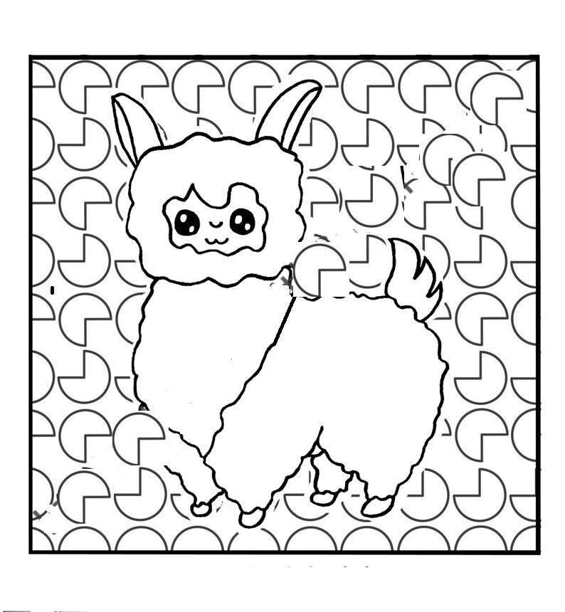 Alpaca Coloring With Word Coloring Page