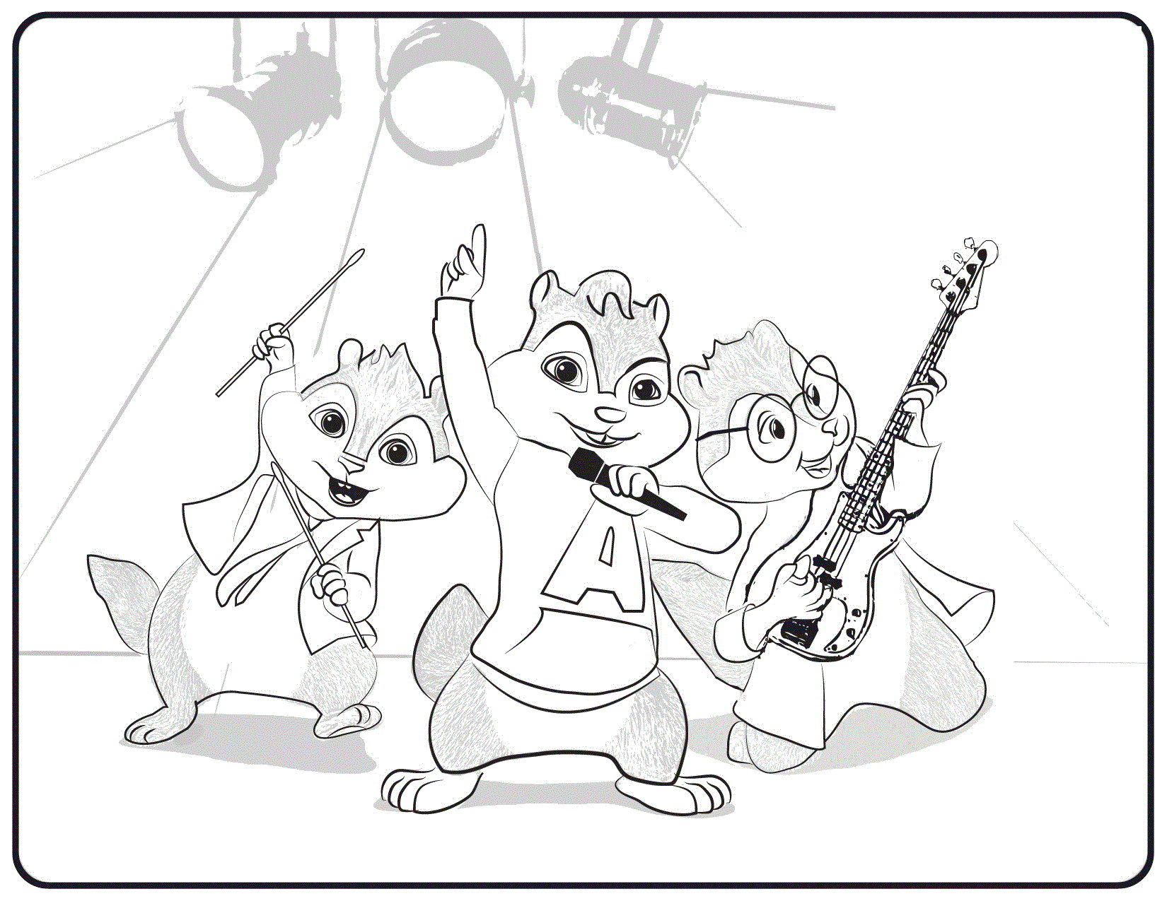 Alvin And The Chipmunk Singers Coloring Page