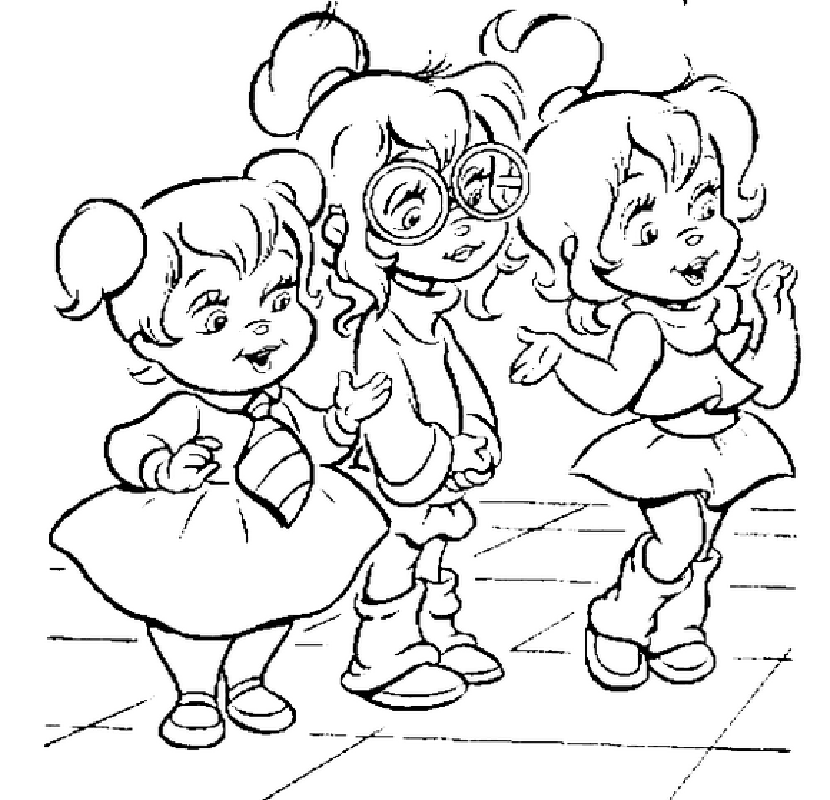 Alvin And The Chipmunks Dance Coloring Page