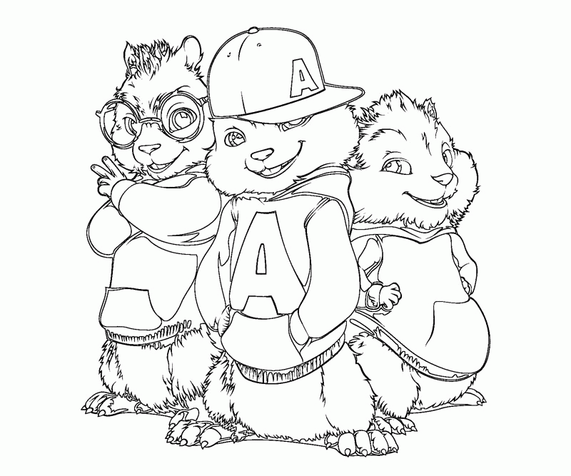 Alvin And The Chipmunks With Glaces Coloring Page
