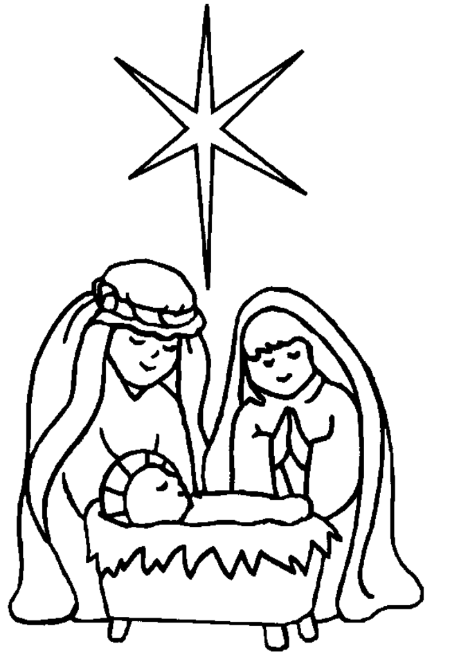 Happy Family Baby Jesus Coloring Page