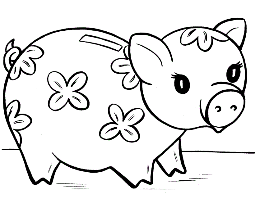 Baby Pig With Flower Design