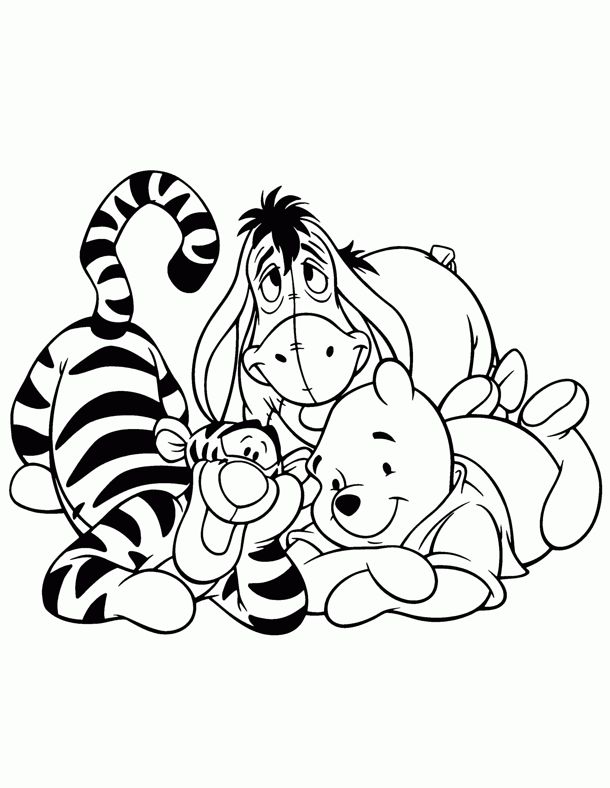 Baby Winnie The Pooh And Some Friends Coloring Page