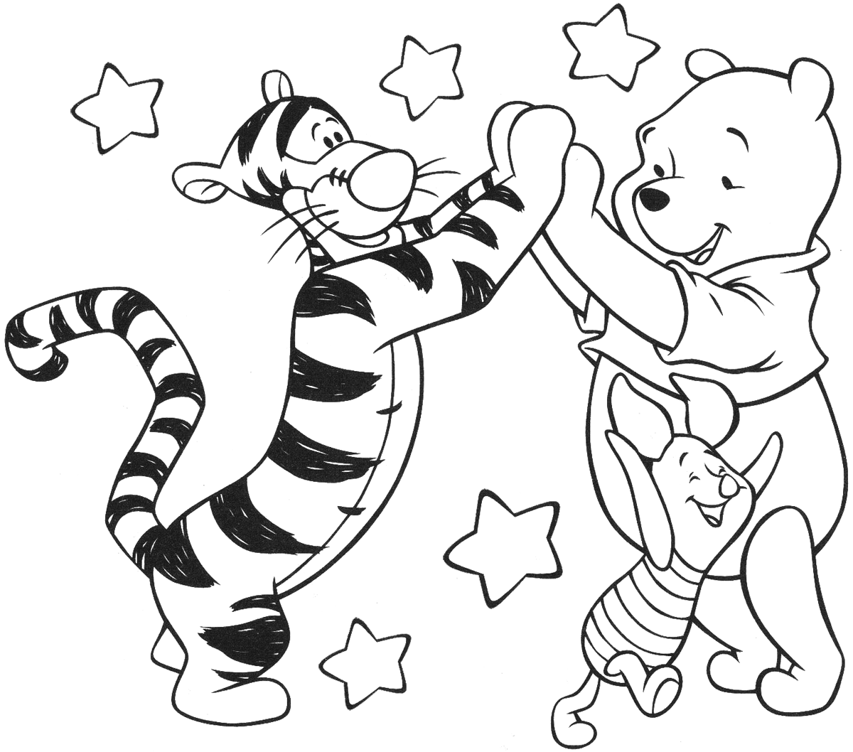 Baby Winnie The Pooh And Tiger Friend Coloring Page