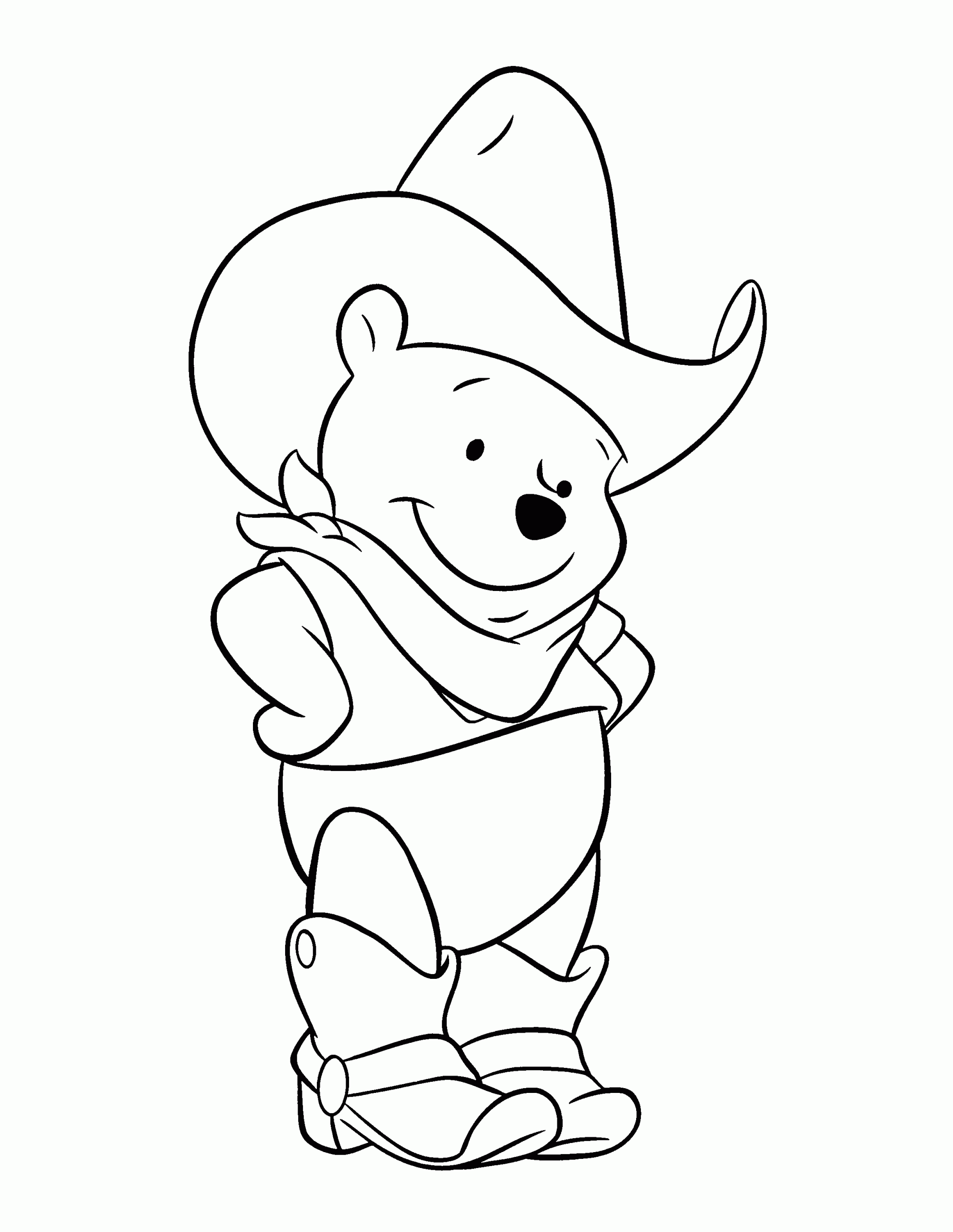 Baby Winnie The Pooh As Cowboy Coloring Page