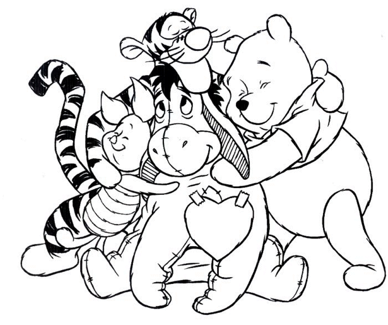 Baby Winnie The Pooh Together Coloring Page