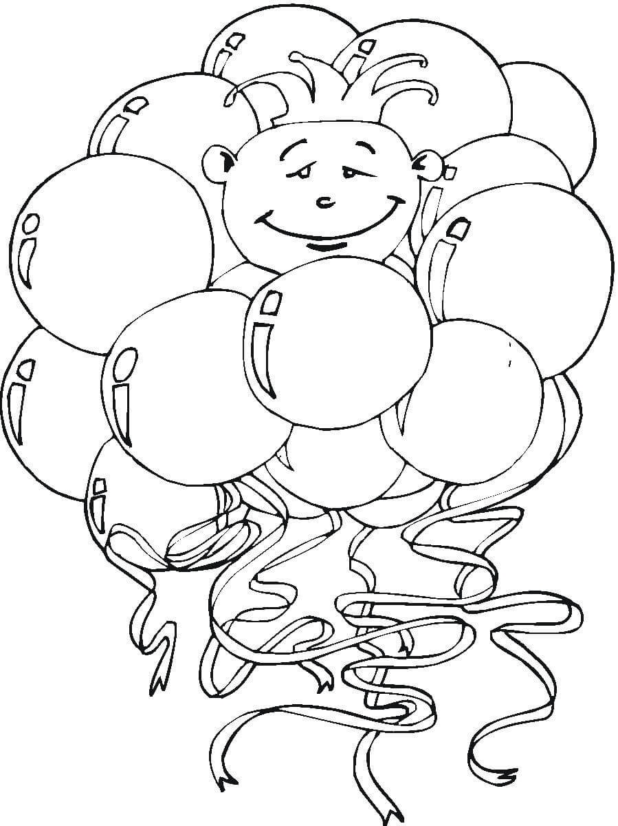 Balloons With Clown Coloring Page