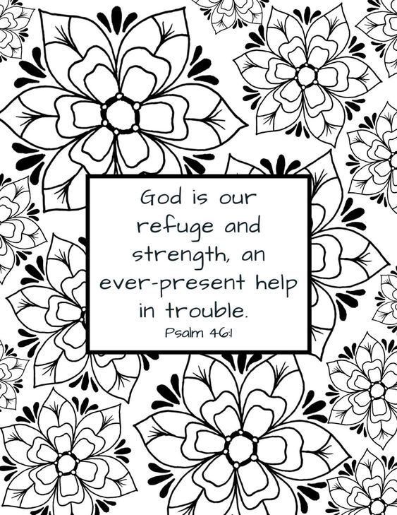 Bible Verse Our Refuge Coloring Page