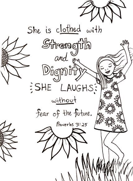 Bible Verse She Can Do Coloring Page