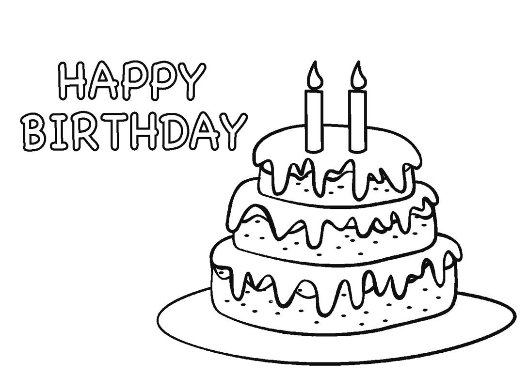 Birthday Cake With Word Coloring Page