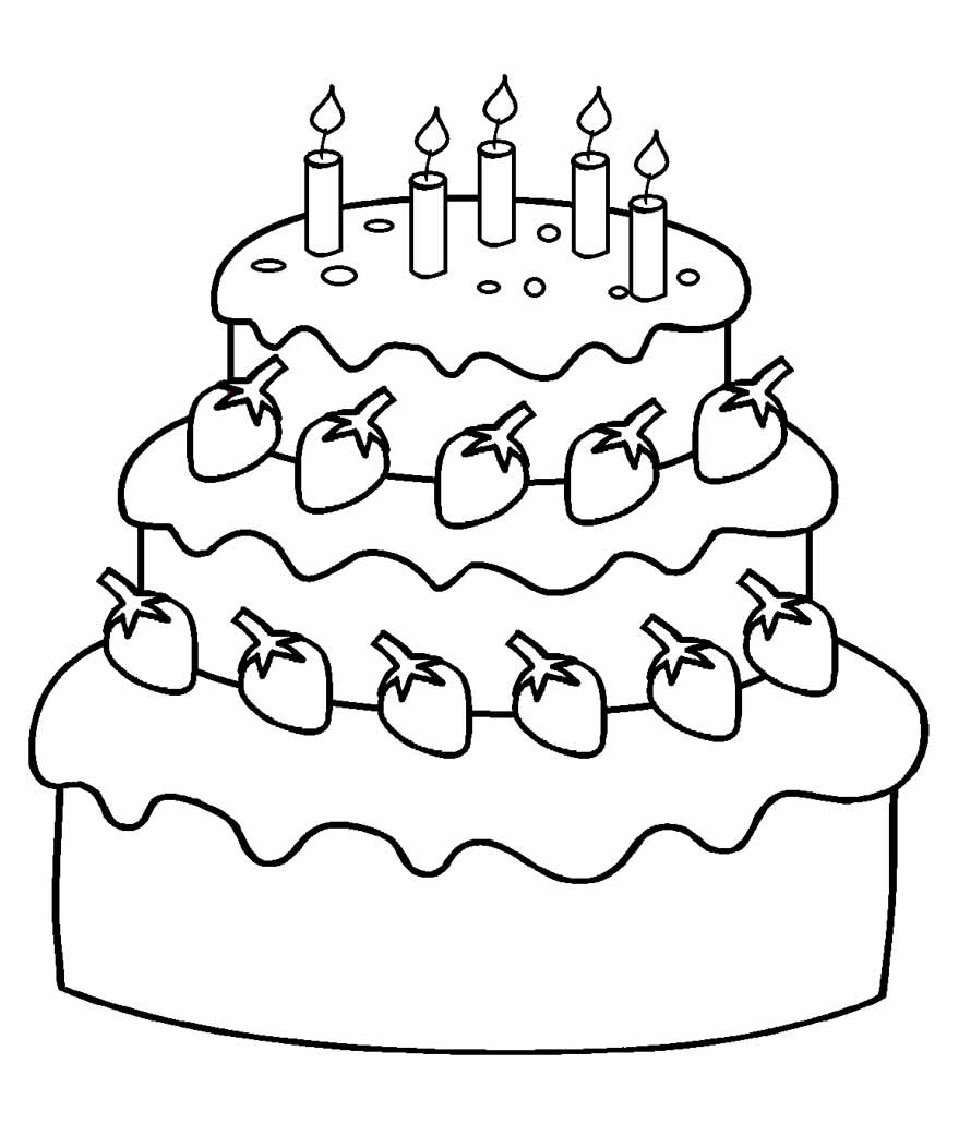 Birthday Cake Printable Coloring Page