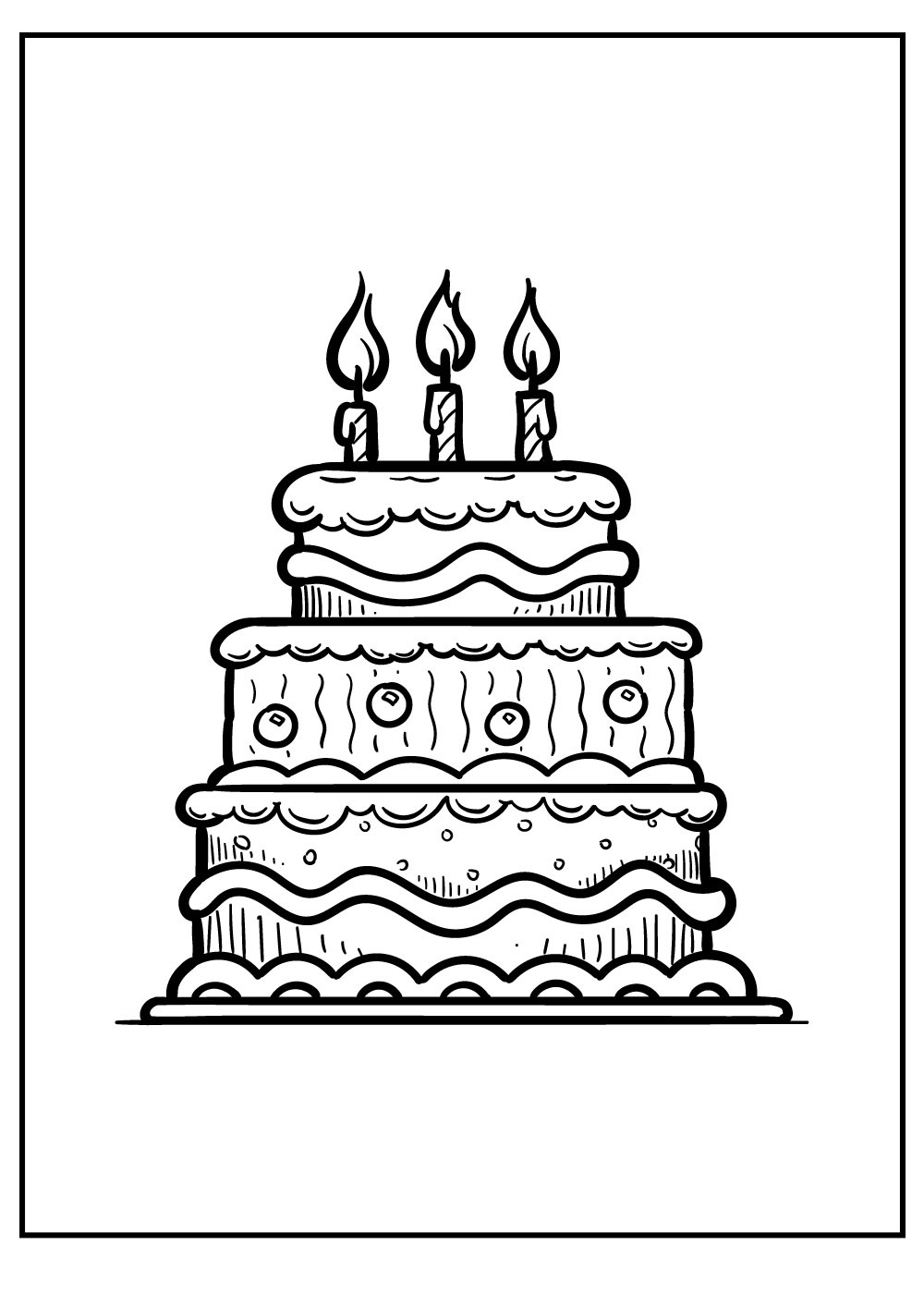 Birthday Cake For Party Coloring Page