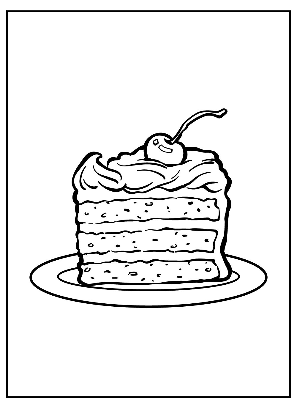 A Piece For Birthday Cake Coloring Page