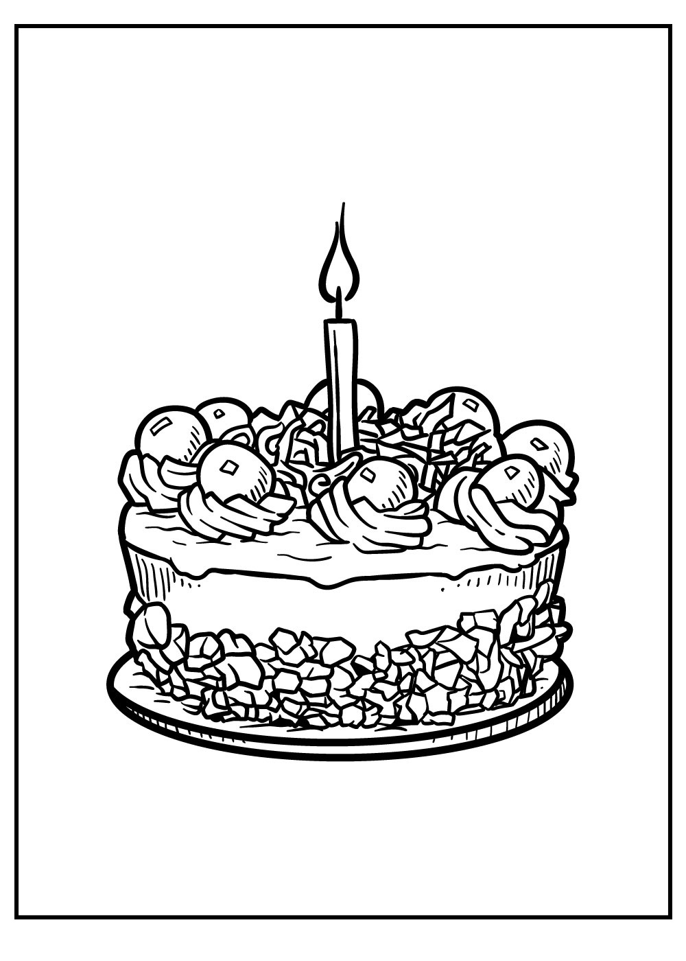 Printable Birthday Cake For Party Coloring Page
