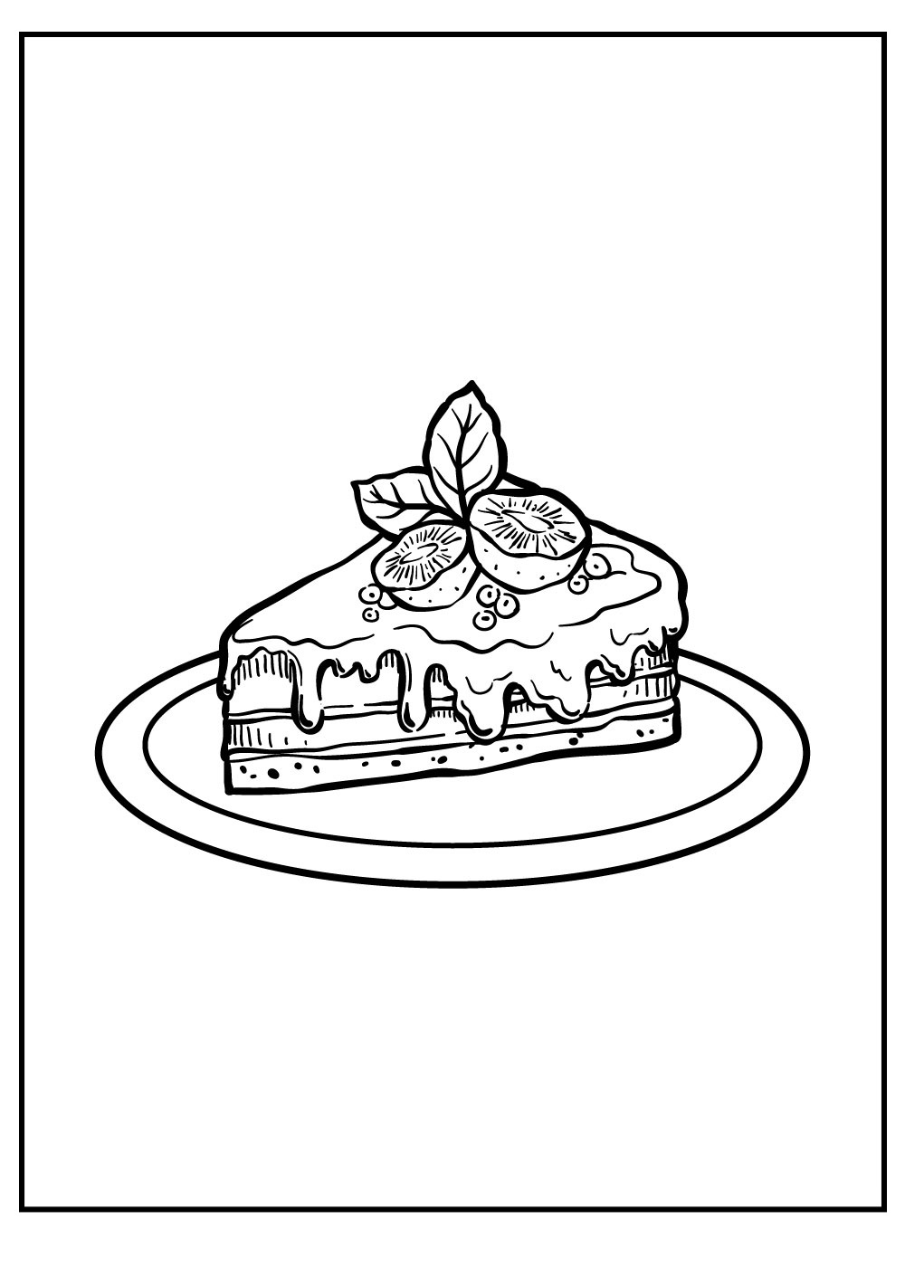 Delicious Birthday Cake Piece Coloring Page