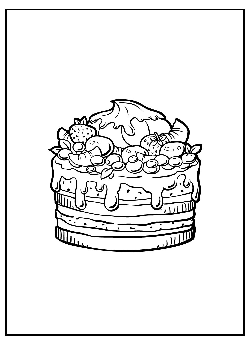 Nice Birthday Cake Coloring Page