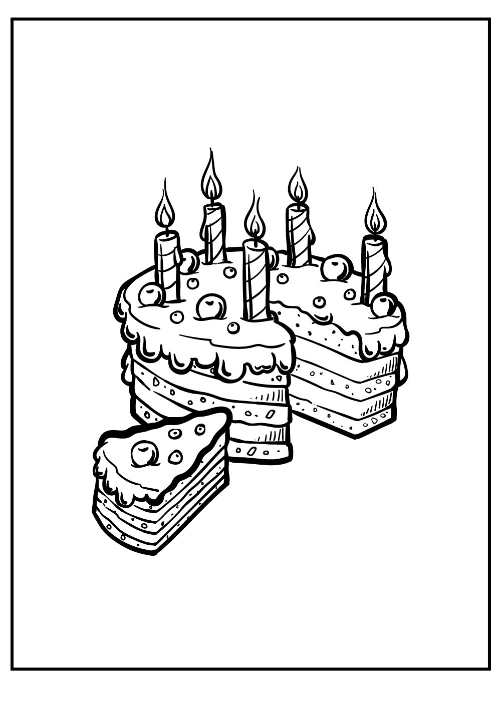 Piece For Birthday Cake Coloring Page