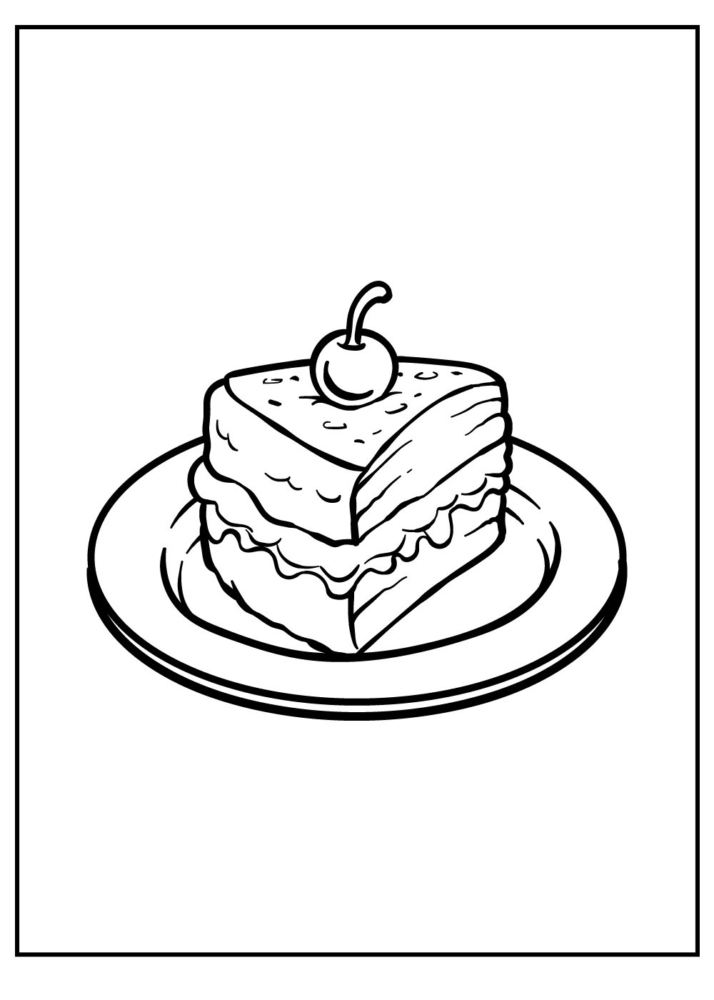 A Piece For Birthday Cake For Party Coloring Page