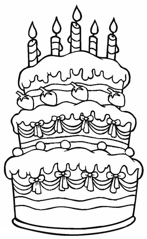 Free Printable Birthday Cake With Three Parts Coloring Page