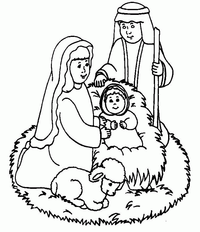 Lovely Baby Jesus Family Coloring Page