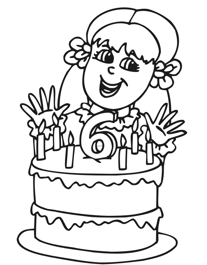 Free Printable Birthday Cake With Girl Face Coloring Page