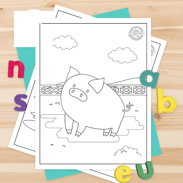 Baby Pig Square Coloring Pages For Kids