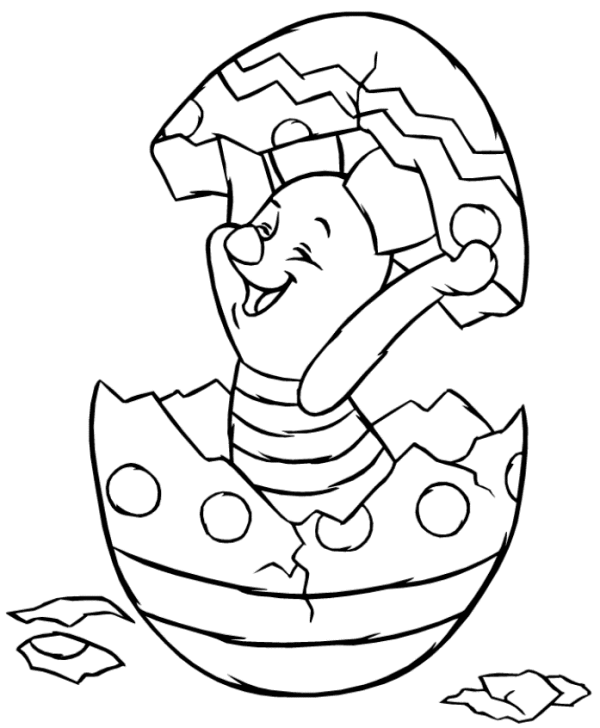 Baby Winnie The Pooh In An Easter Egg Coloring Page