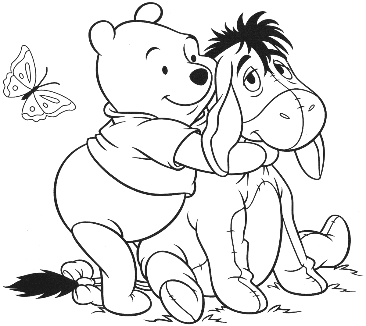 Pooh Hugs For Everyone Coloring Page