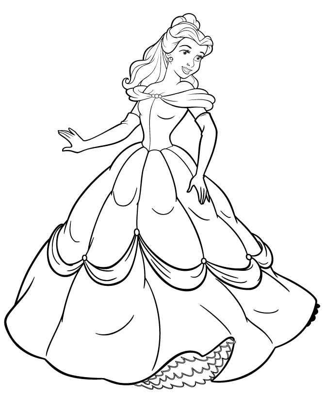 Nice Princess Belle Coloring Page
