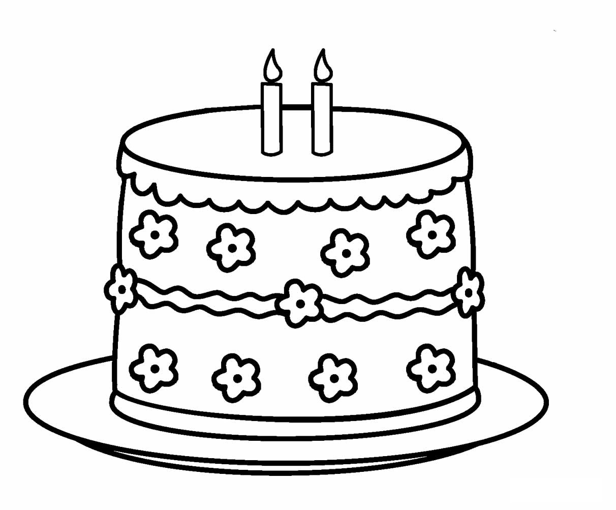 Printable Birthday Cake For Two Years Coloring Page