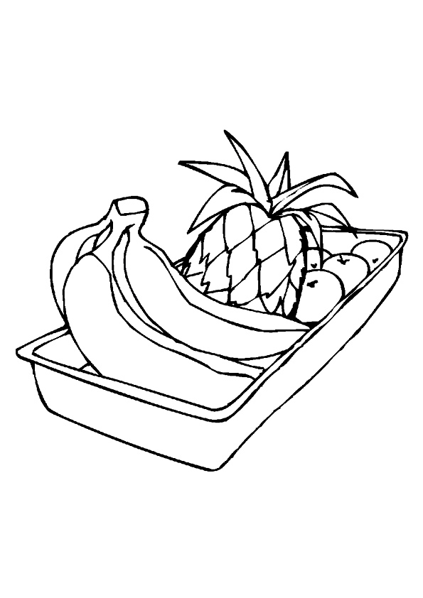 The Fruit Box With Banana Coloring Page