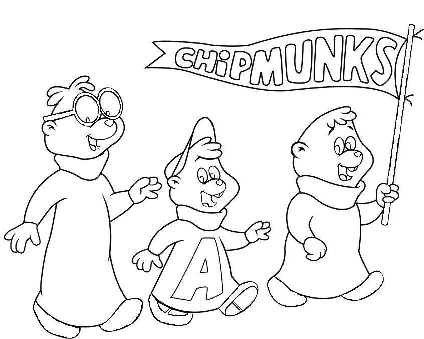 Three Alvin And The Chipmunks Coloring Page