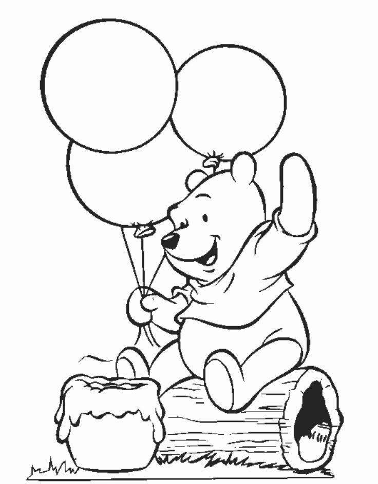 Winnie The Pooh Coloring Pages Birthday
