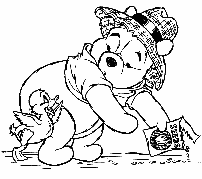 Alone Baby Winnie The Pooh Coloring Pages For Kids Coloring Page