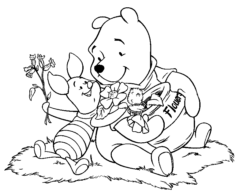 Baby Winnie The Pooh With Friends Coloring Pages