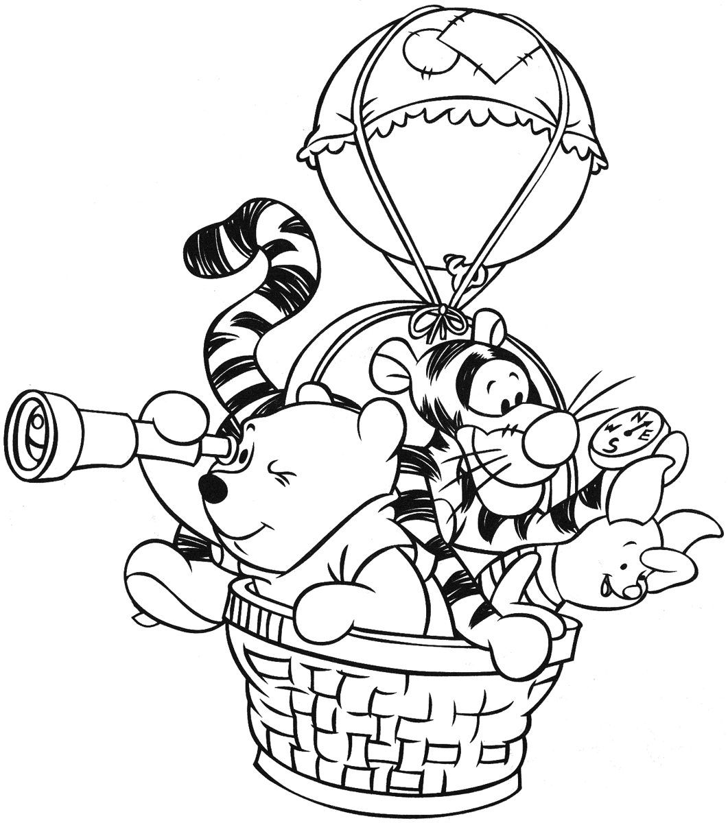 Baby Winnie the Pooh And friends Coloring Page
