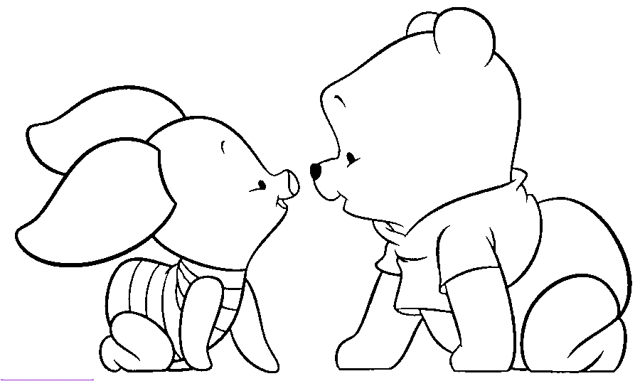 Baby Winnie the Pooh as a Baby coloring Coloring Page