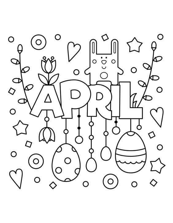 April With Ballons Coloring Page