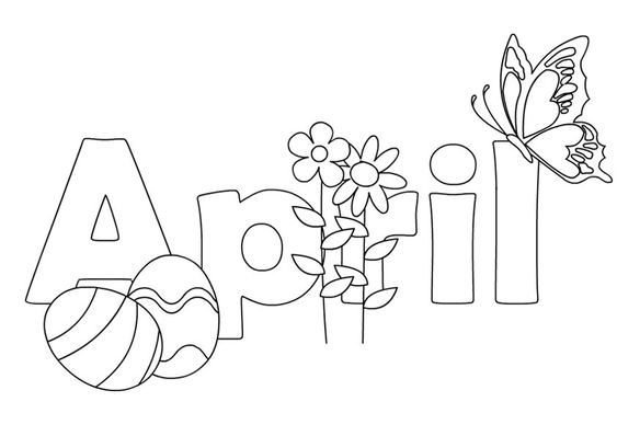 April With Flower Coloring Page