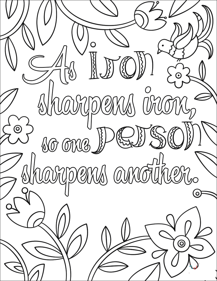 Bible Verse Person Sharpens Coloring Page