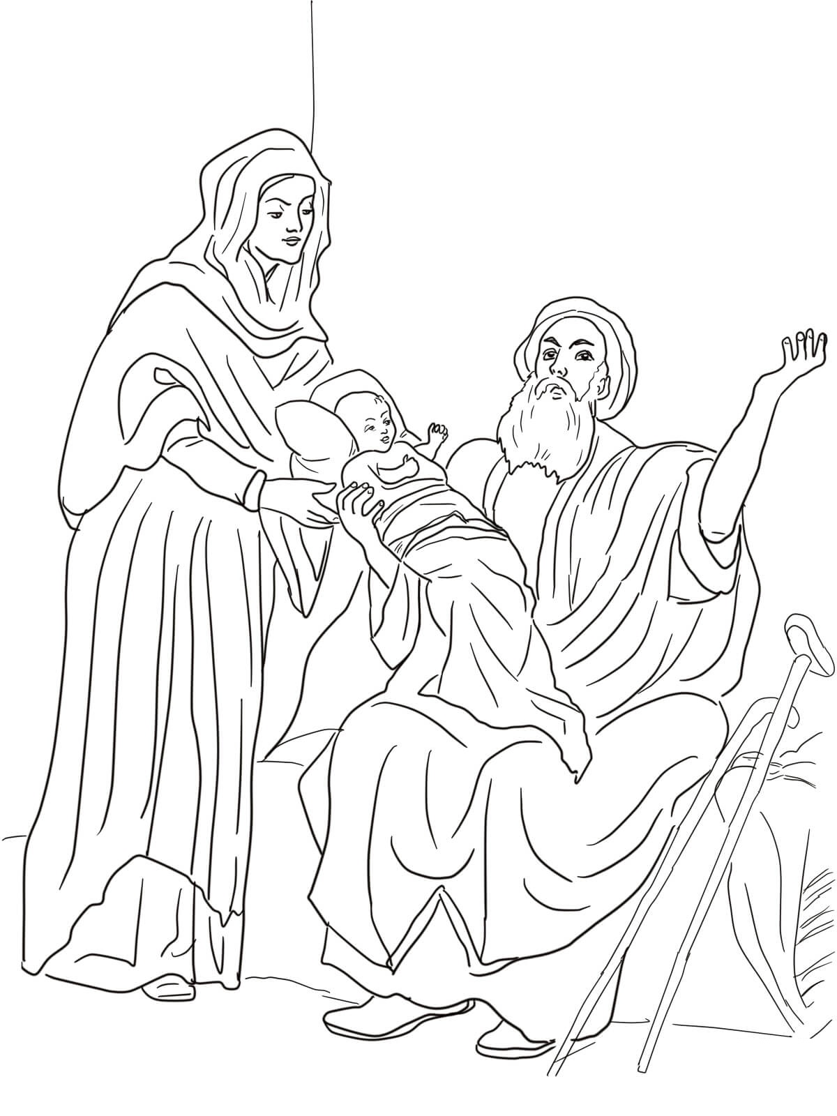 Baby Jesus In The Temple Coloring Page